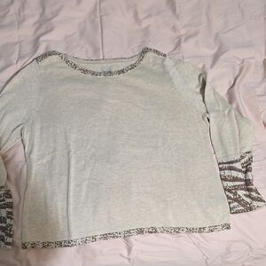 NIC+ZOE Cream and Brown Patterned Top